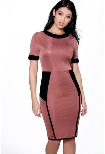 Lorna Contrast Panelled Midi Dress