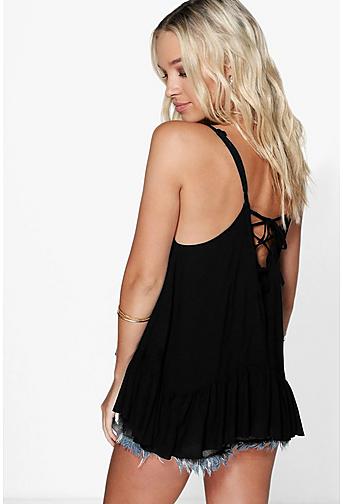 Rosie Embroidered Lace Up Cami