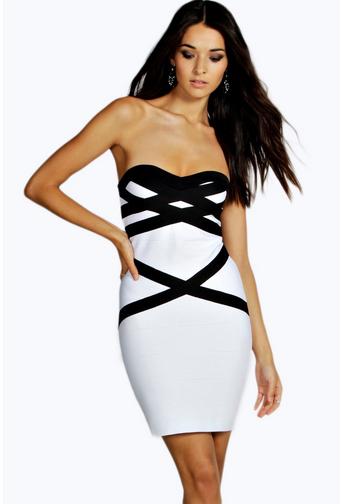 Boutique Ara Colour Block Bandeau Dress