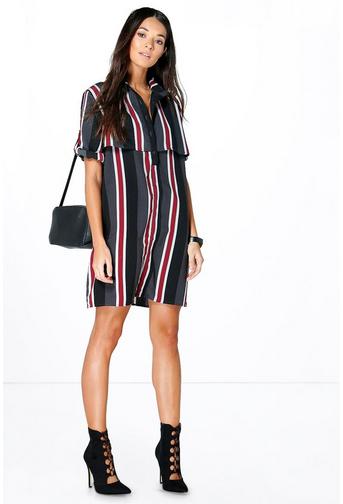 Natasha Multi Stripe Double Layer Shirt Dress