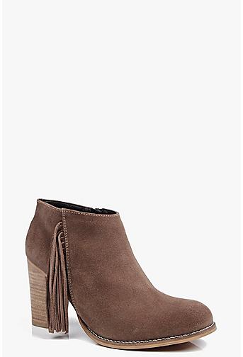 Boutique Freya Fringe Trim Suede Ankle Boot