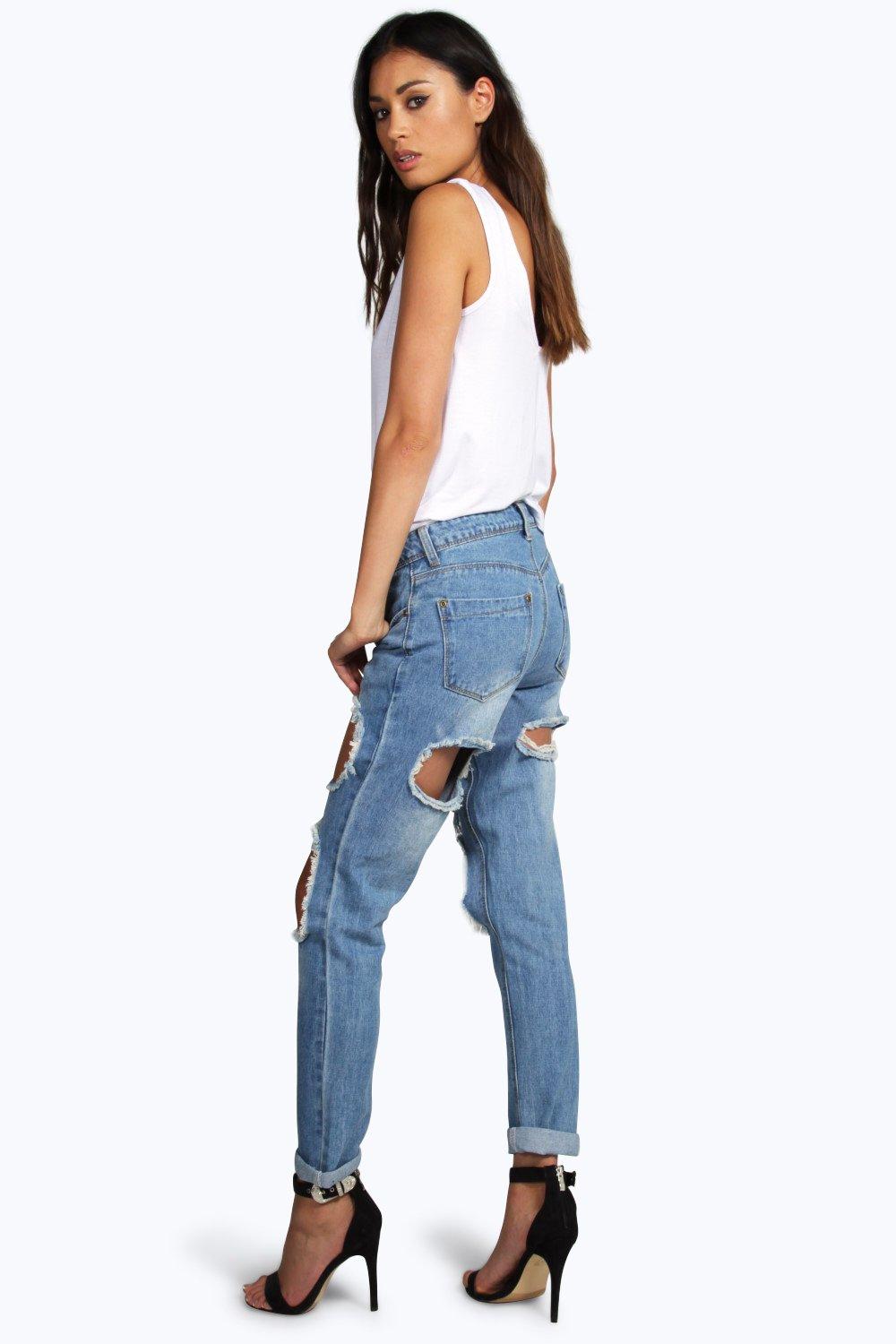 boohoo tall ripped boyfriend jeans