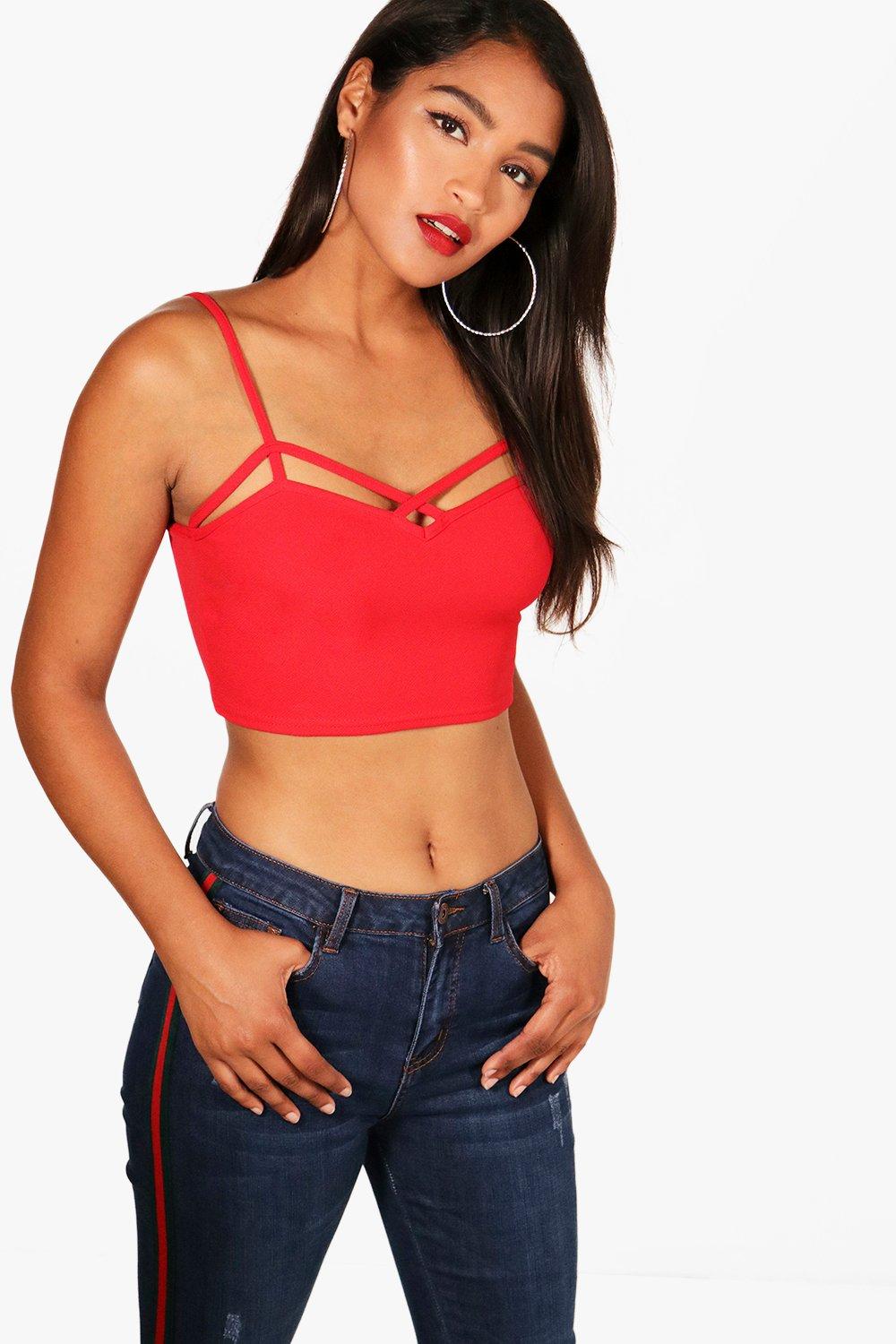 Womens Strappy Front Bralet - Red