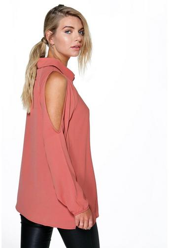 Sadie Woven Cold Shoulder Shirt