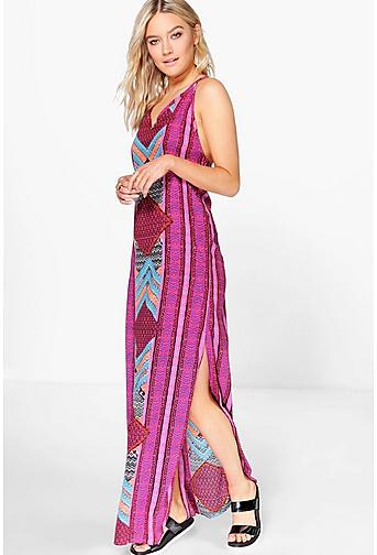 Kate Placement Print Strappy Back Maxi Dress