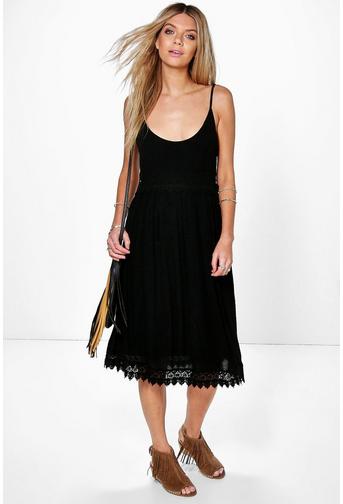 Mary Crochet Insert Strappy Midi Dress