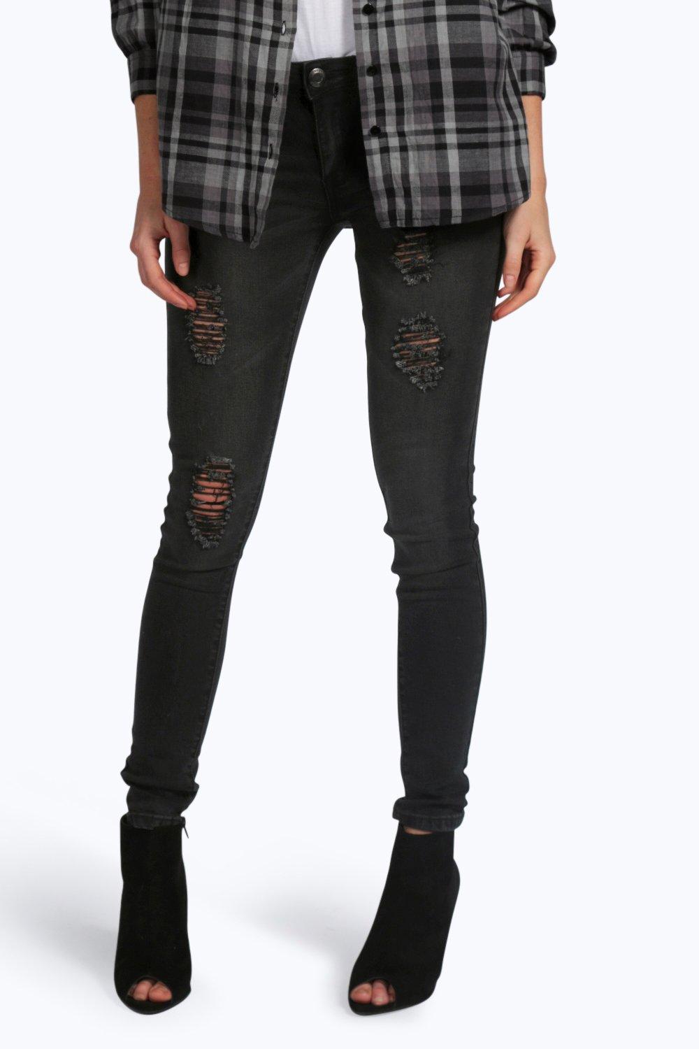 black distressed jeans women's