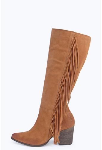 Boutique Isabel Leather Fringe Side Knee Boot