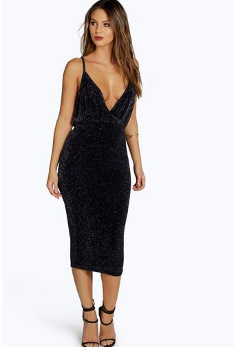 Kate Strappy Wrap Metallic Midi Dress