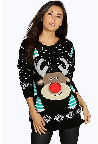 Niamh Pom Pom Reindeer Christmas Jumper