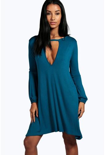 Claire Cut Out Long Sleeve Swing Dress