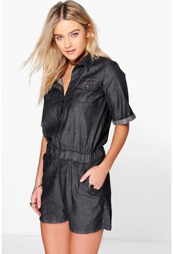 Sophia Short Sleeved Casual Fit Denim Playsuit
