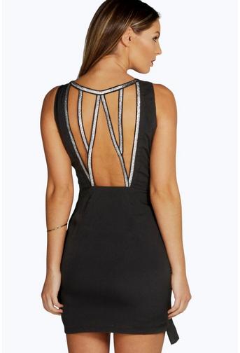 Sarah Wrap Front Strappy Back Bodycon Dress