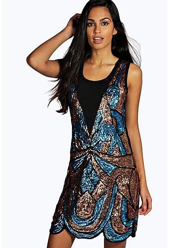 Boutique Ciara All Over Embellished Shift Dress
