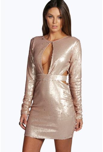 Boutique Lulu Sequin Cut Out Bodycon Dress