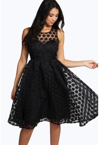 Boutique Lola Organza Polka Dot Skater Dress