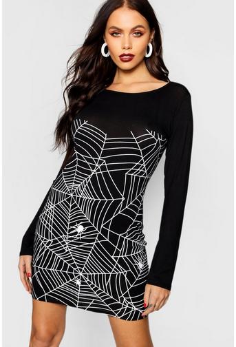 Natasha Halloween Glow In Dark Spider Bodycon Dress