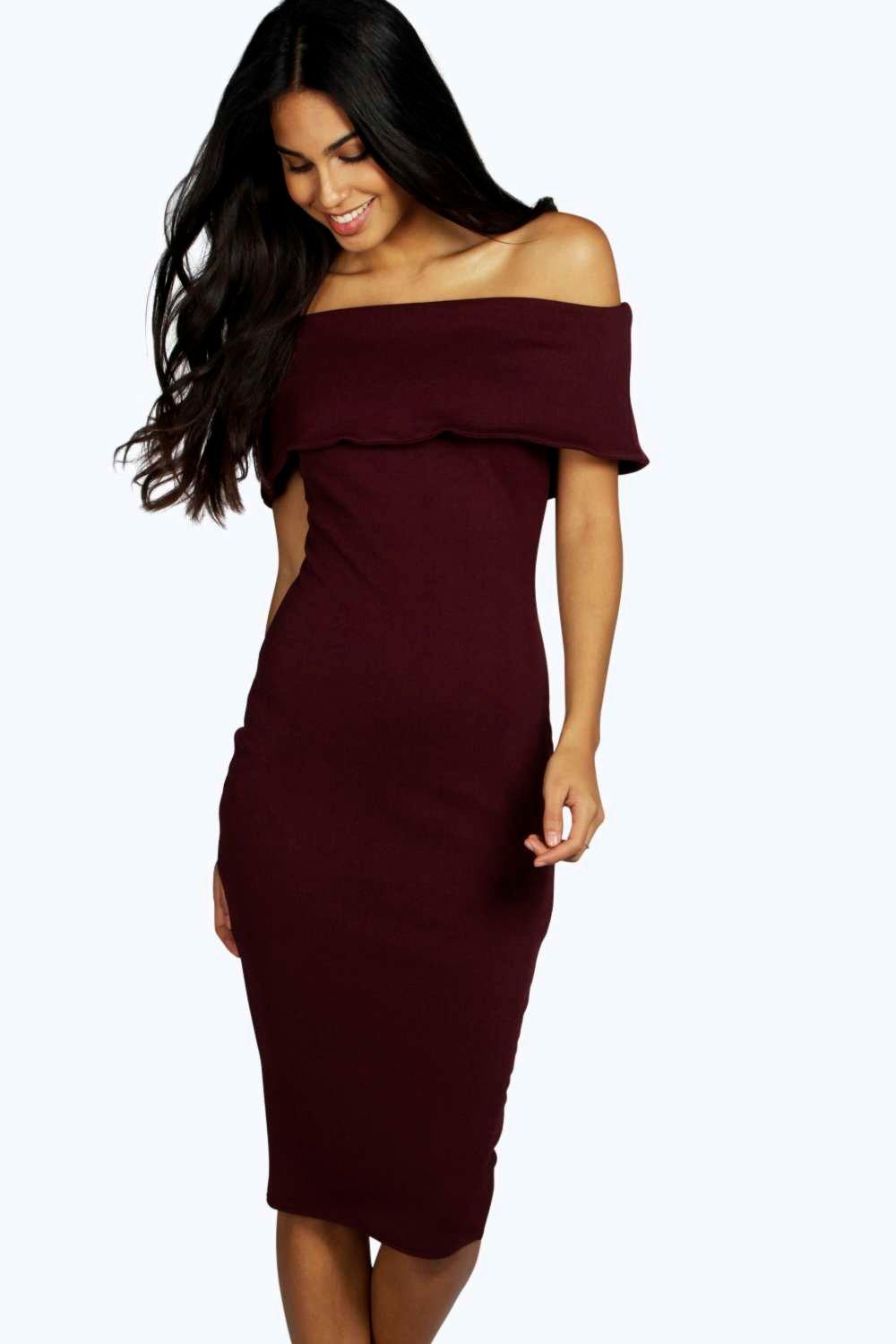 Willow Oversized Off The Shoulder Bodycon Dress Boohoo