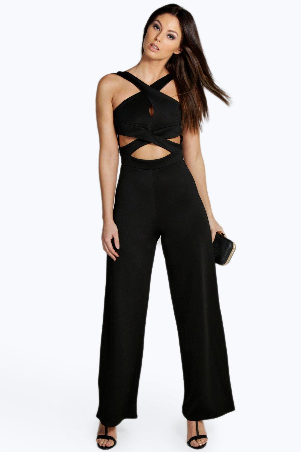 cut out wide leg jumpsuit