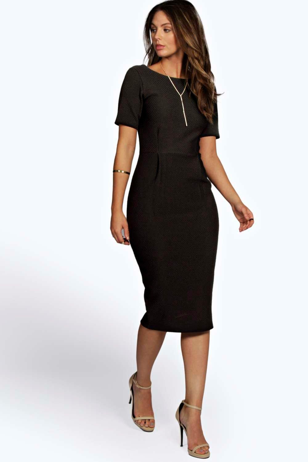 Boohoo Womens Felicity Textured Formal Midi Dress | eBay