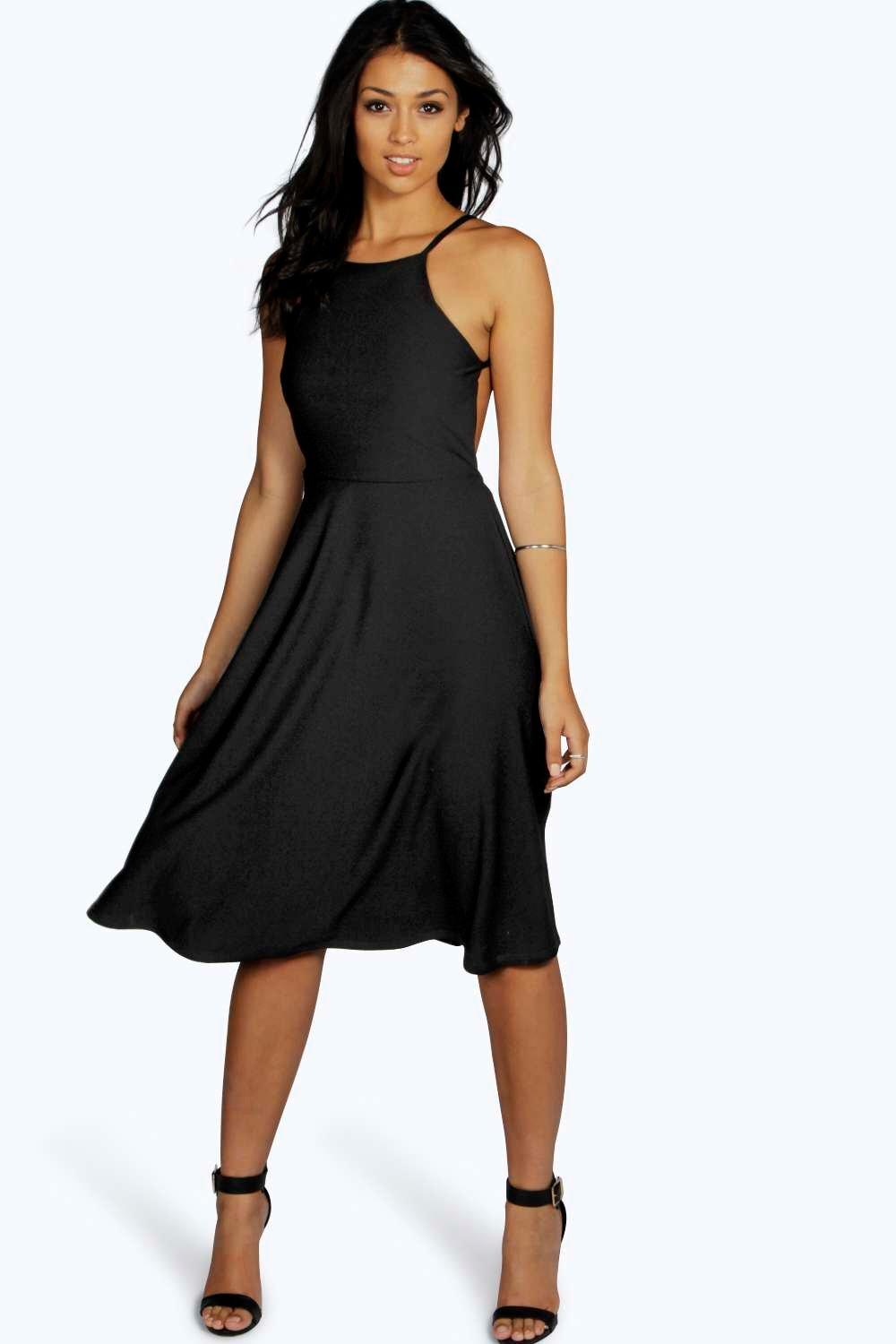 Mary Strappy Backless Midi Skater Dress Boohoo