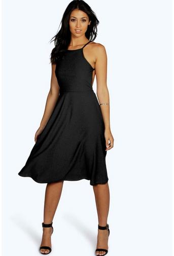 Mary Strappy Backless Midi Skater Dress