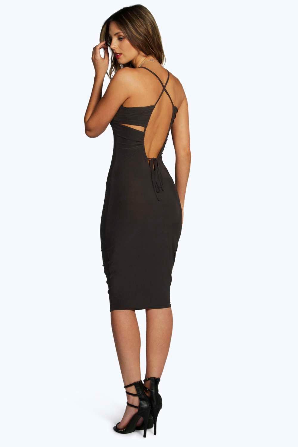 black low cut back dress