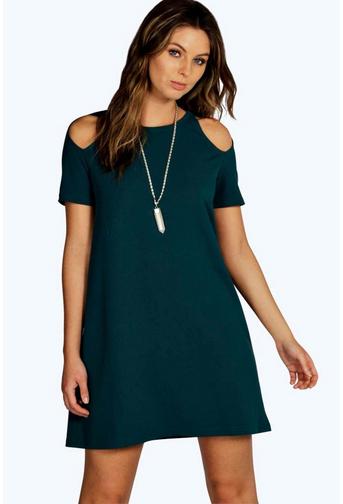 Delia Cut Out Shoulder Shift Dress