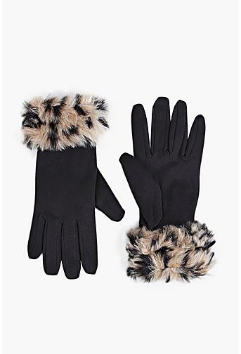 Emma Animal Faux Fur Cuff Gloves