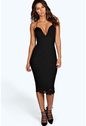 Faye Scallop Laser Cut Hem Midi Dress