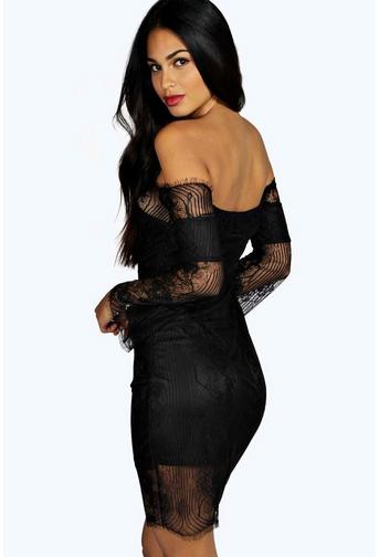 Boutique Iris Off Shoulder Lace Bodycon Dress