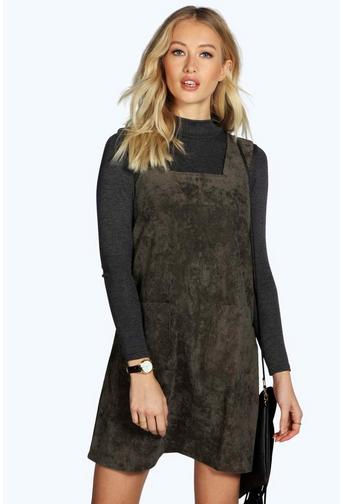 Sara Cord Pinafore Zip Dress