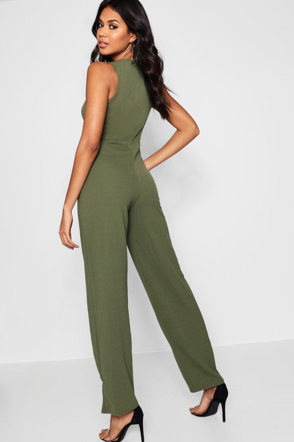 Boohoo Womens Georgie Round Neck Textured Jumpsuit | eBay