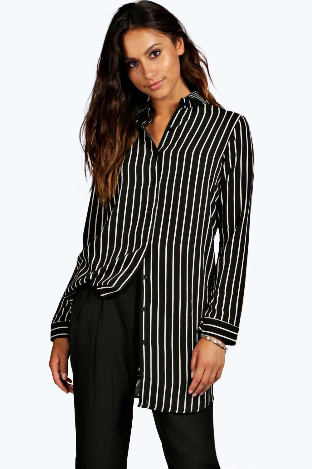 oversized striped long sleeve shirt