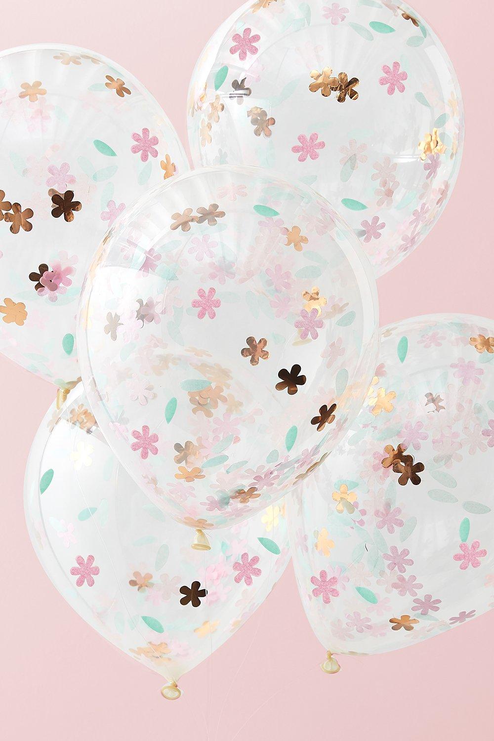 boohoo Womens Ginger Ray Floral Confetti Balloons - Metallics - One Size, Metallics