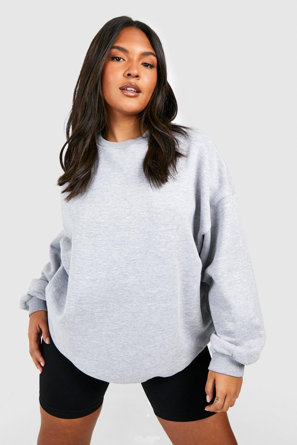 Plus - Basic Oversize Sweatshirt I Återvunnet Tyg, Grey