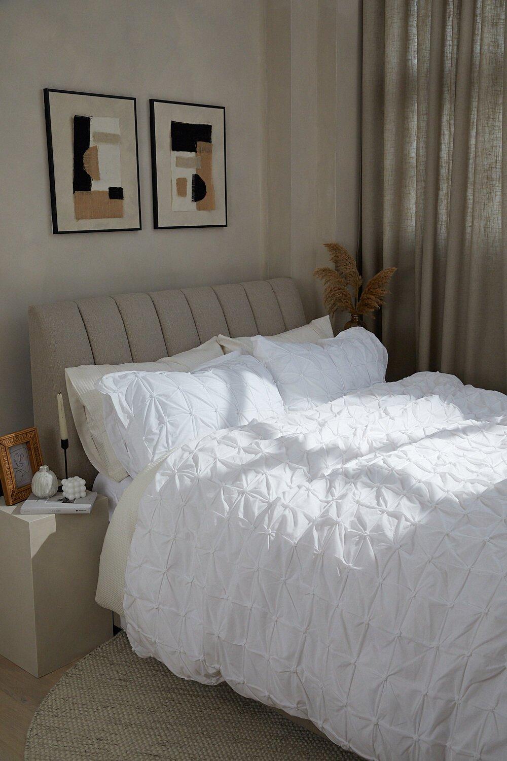 boohoo Womens White Rouched Pleat King Duvet Set - One Size, White