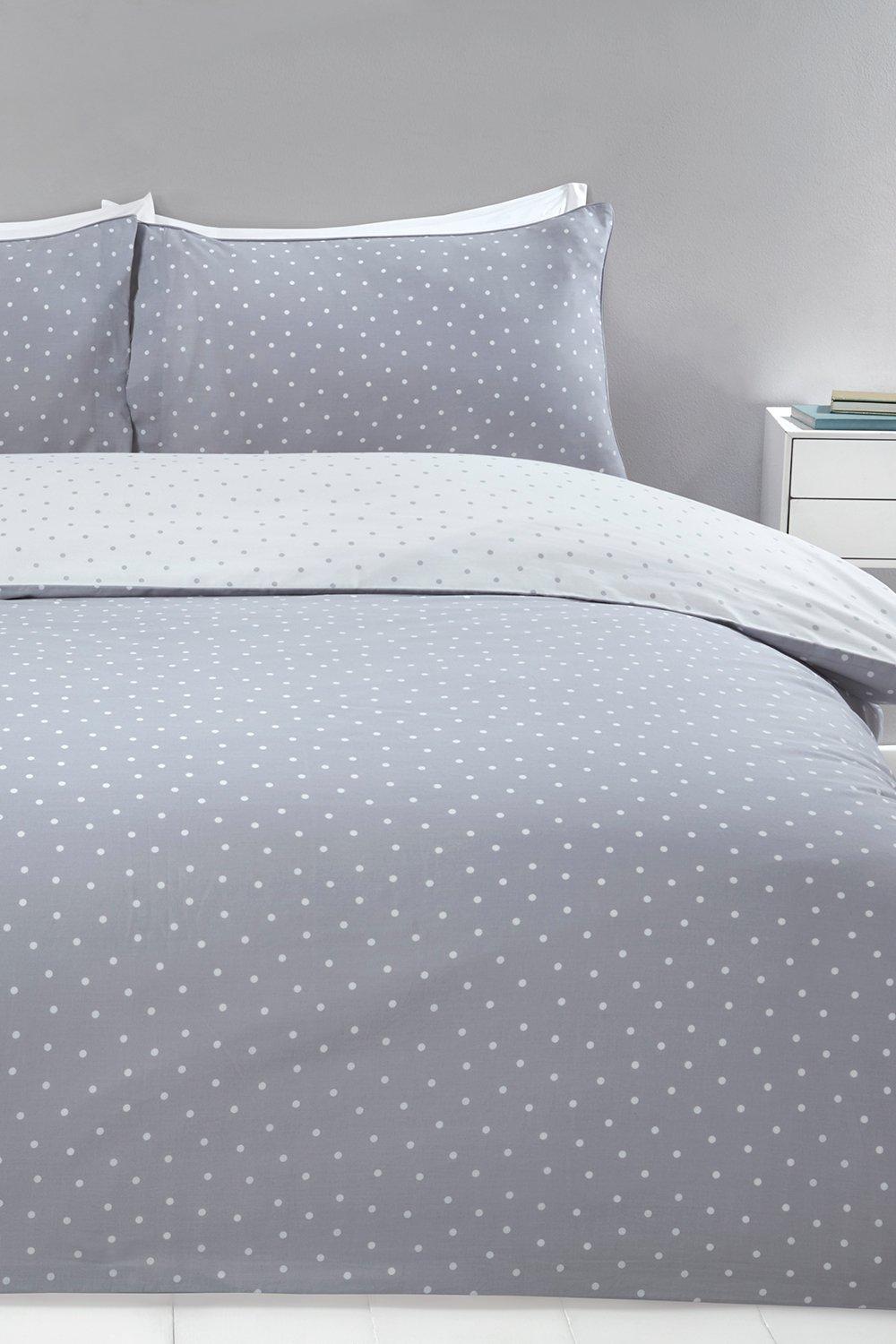 boohoo Womens Mini Dots Double Duvet Set - Grey - One Size, Grey