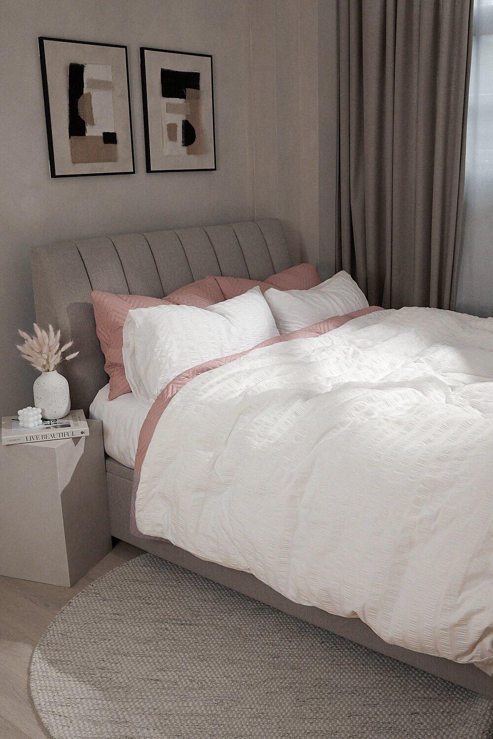 boohoo Womens Classic Seersucker Single Duvet Set - White - One Size, White