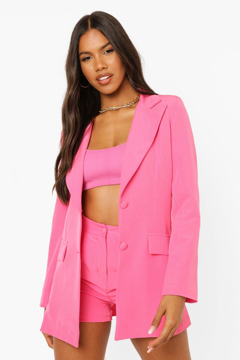 Boohoo Getailleerde Blazer, Magenta