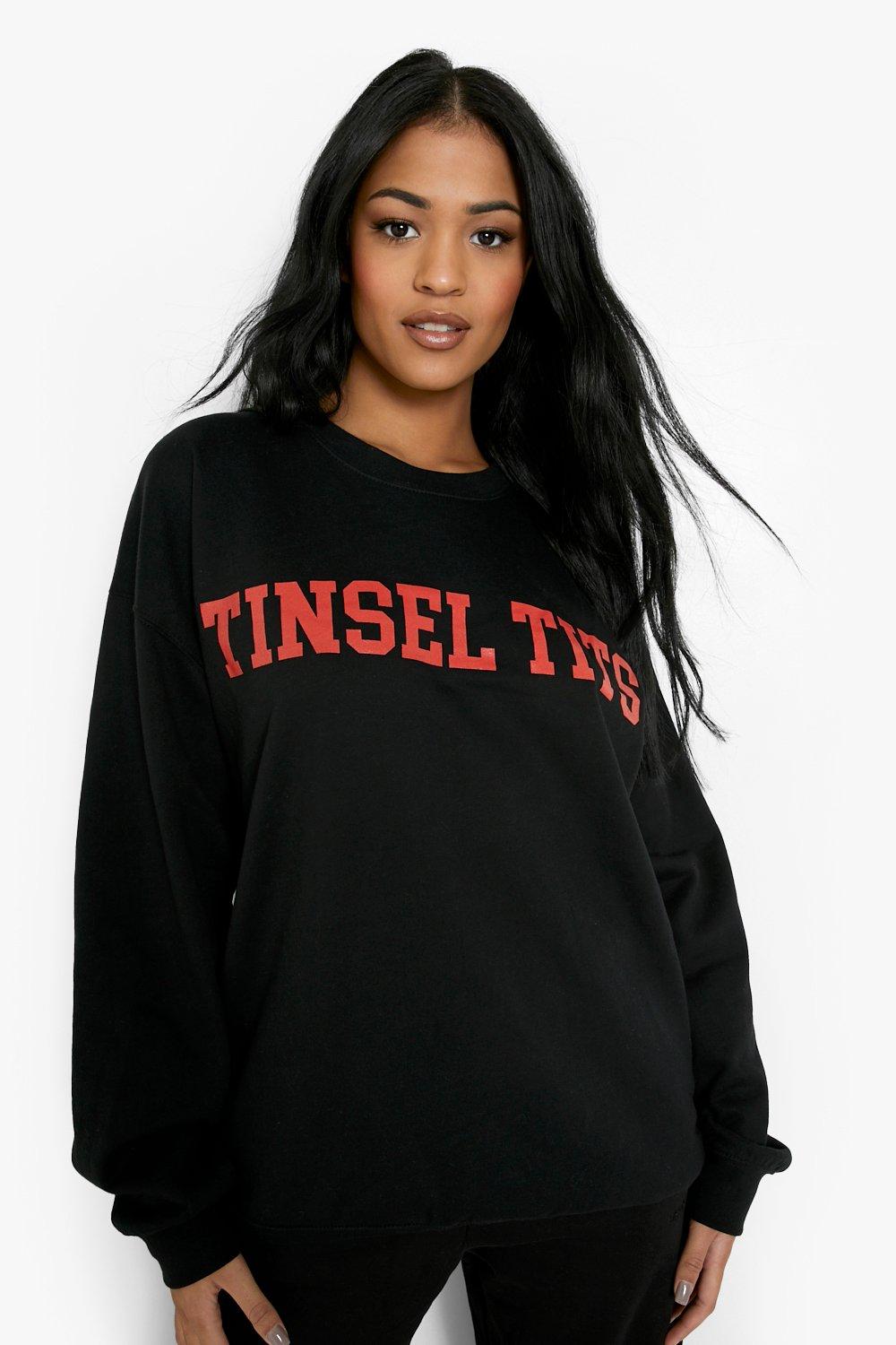 Tall - Tinsel Tits Sweatshirt I Återvunnet Tyg, Black