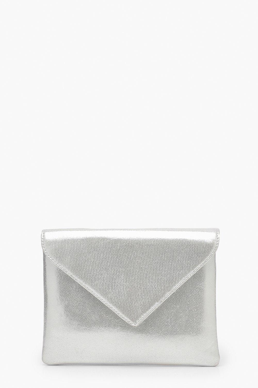 Glimmende Envelop Handtas, Silver