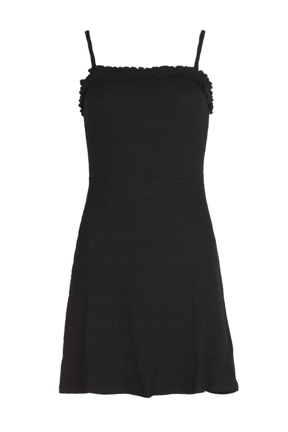 Ruffle Mini Dress black Casual