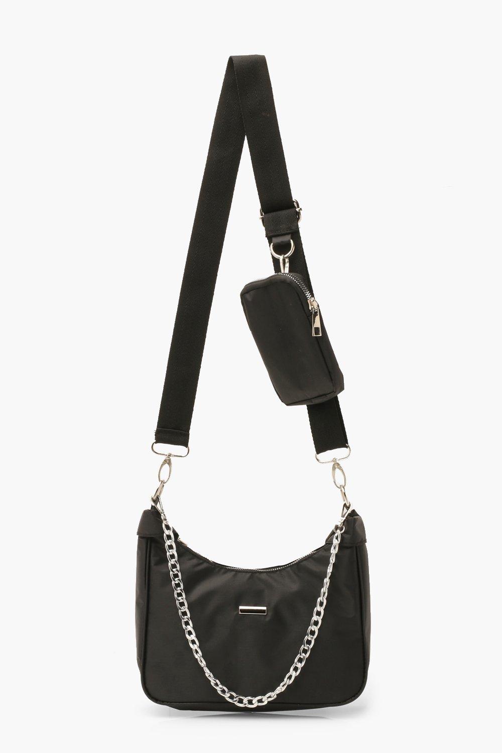 boohoo Womens Nylon Multi Way Cross Body Bag With Mini Bag - Black - One Size, Black