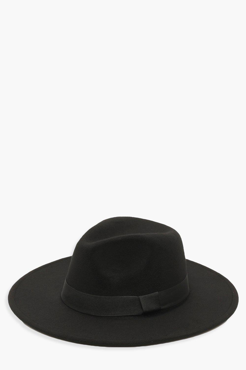 boohoo Womens Tape Detail Fedora Hat - Black - One Size, Black