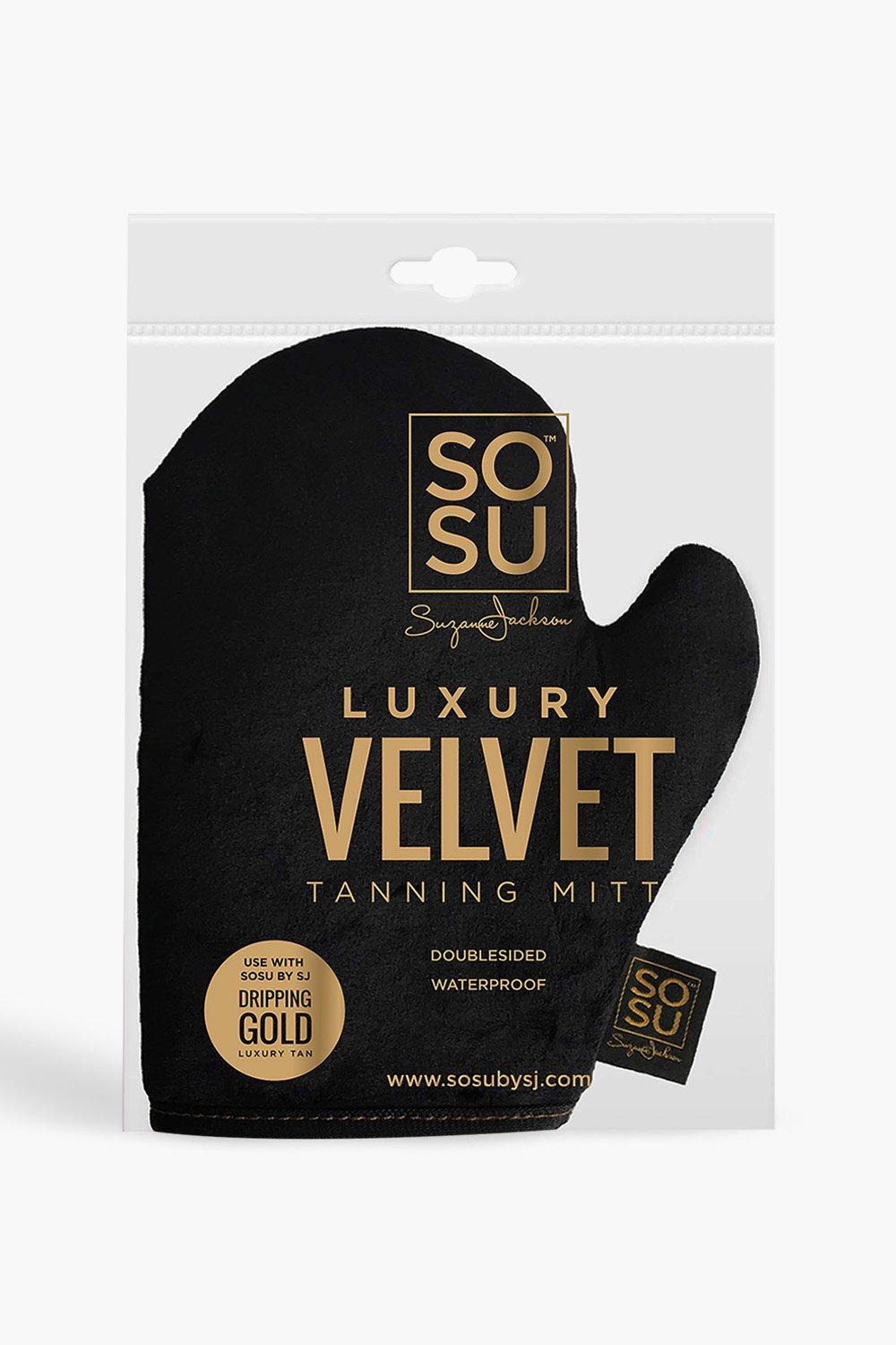 Черная бархатная рукавичка для нанесения автозагара SOSU Dripping Gold. 