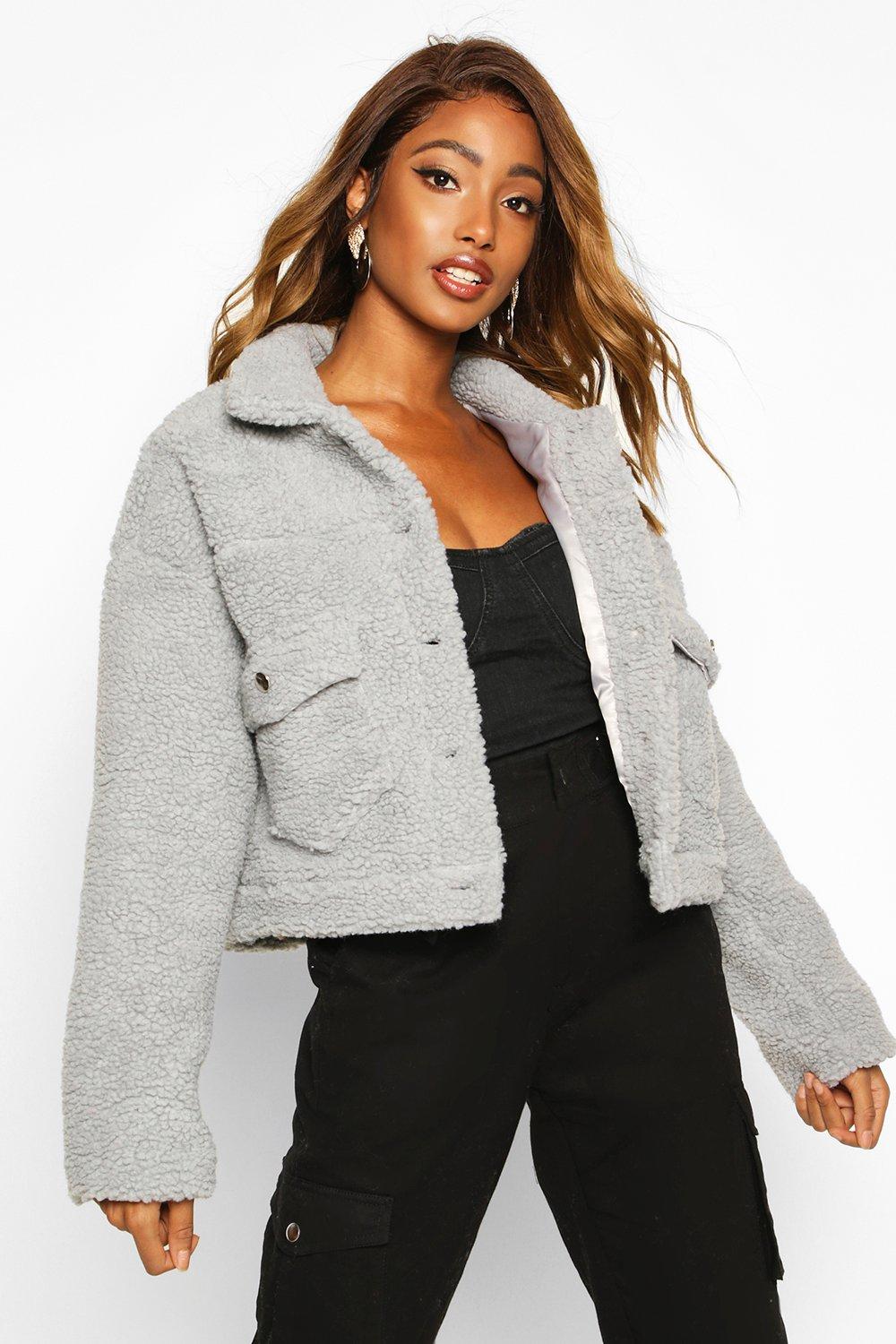 Boohoo Teddy Grey Jacket