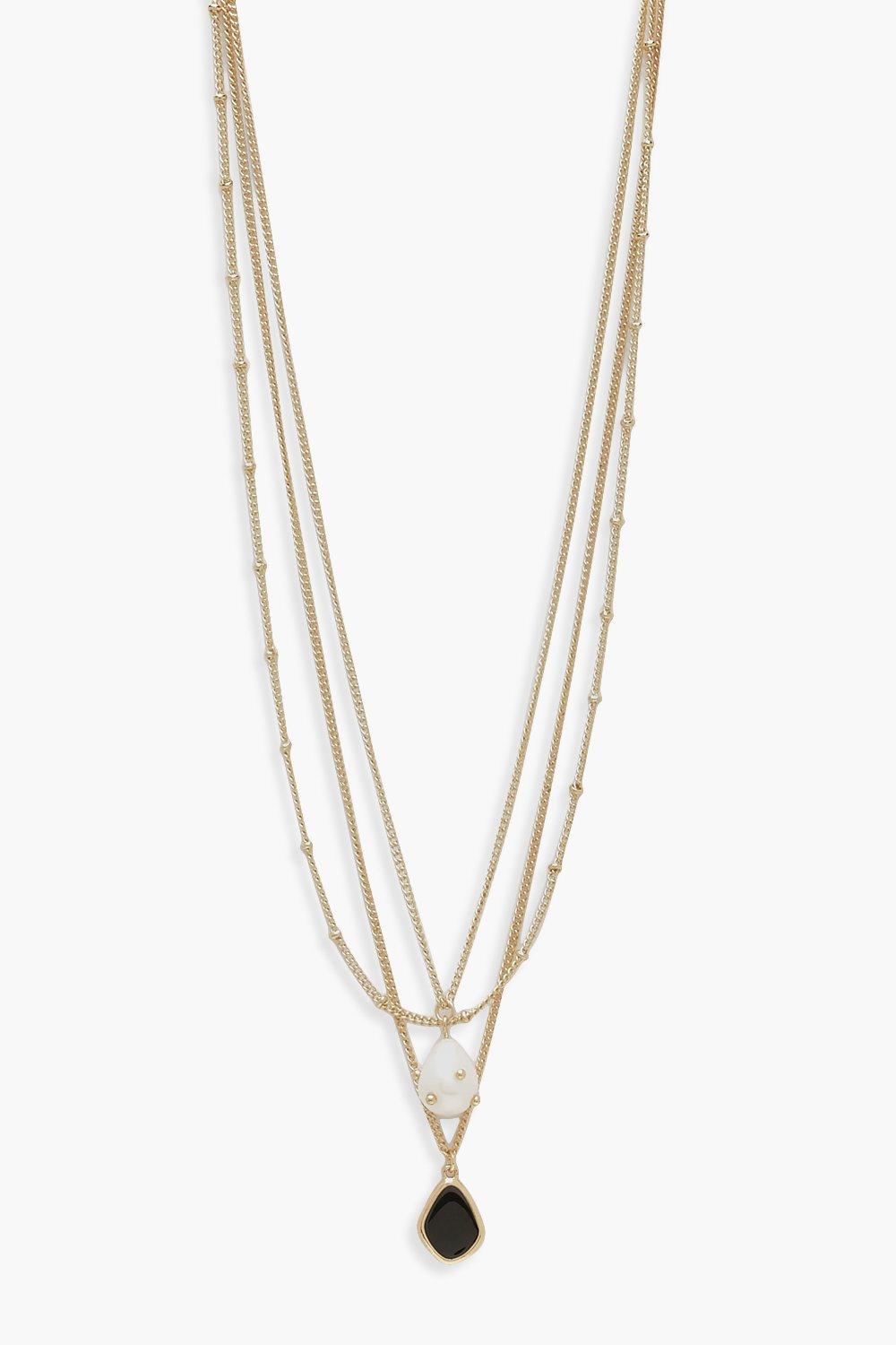 Image of Collana a più fili con pendente di perle e smalto, Oro