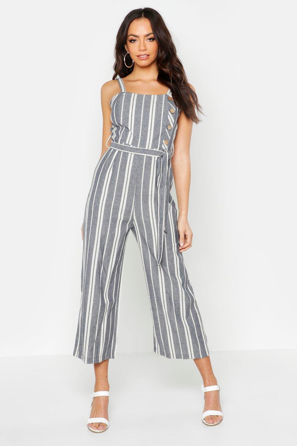 Boohoo Striped Jumpsuit