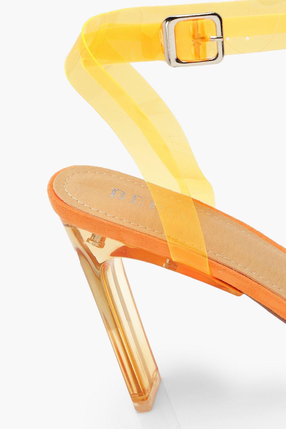 

Туфли на каблуках из двух частей с прозрачными ремешками, Orange